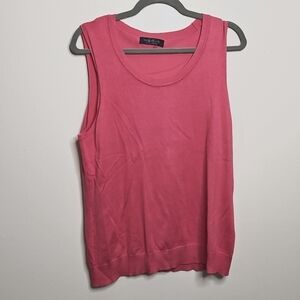 August Silk Sleeveless Ribbed Tank Top Salmon Pink Large